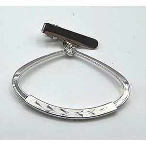 Silver Tone Vintage Tie Clip With Geometric Design